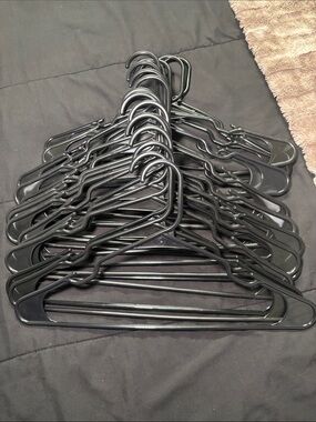 Black Plastic Closet Hangers - Pack of 20 Multipurpose Hangers